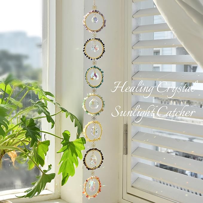 Healing Crystal Energy Wind Chime, 7 Chakra Sun Catcher, Meditation Home Decoration, Gem Wall Decoration, Birthday Gift, Healing Crystal Energy Sunlight Catcher