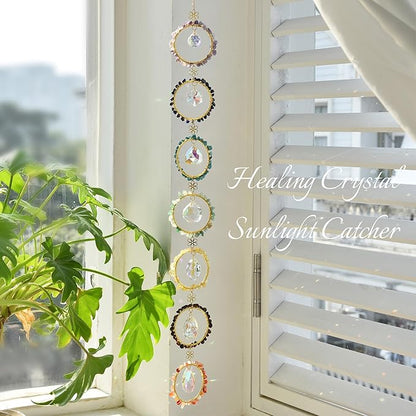 Healing Crystal Energy Wind Chime, 7 Chakra Sun Catcher, Meditation Home Decoration, Gem Wall Decoration, Birthday Gift, Healing Crystal Energy Sunlight Catcher