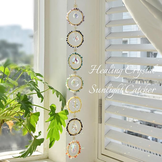 Healing Crystal Energy Wind Chime, 7 Chakra Sun Catcher, Meditation Home Decoration, Gem Wall Decoration, Birthday Gift, Healing Crystal Energy Sunlight Catcher