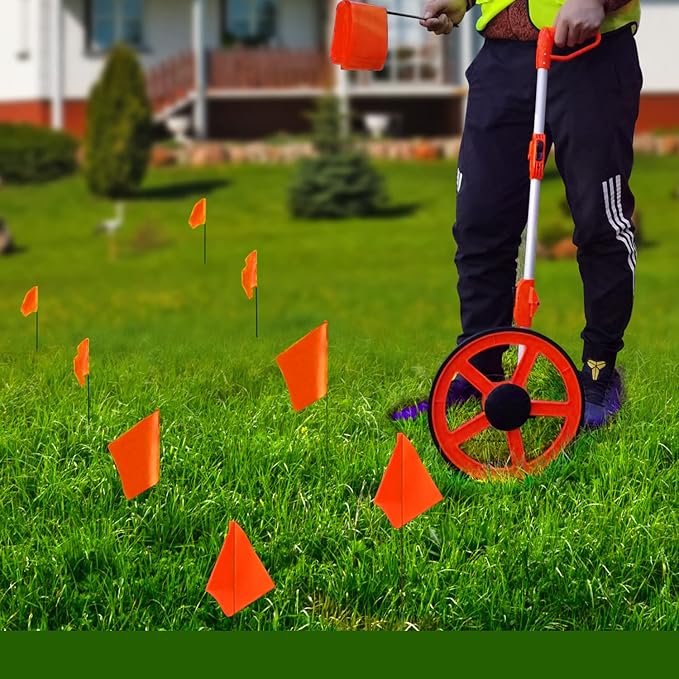 Zozen 100Pack Marking Flags, 60 Orange & 20 Green & 20 Blue, Writable / 15x4x5 Inch, Yard Flags for Lawn & Irrigation & Landscape & Sprinkler & Survey & Dog Training.