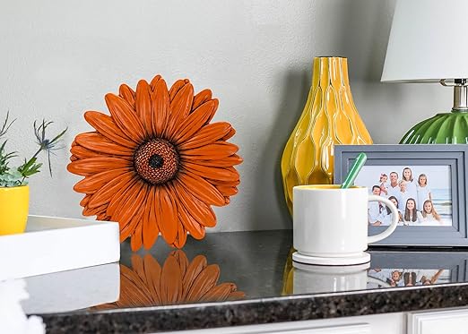 Magnolia Garden 12-Inch Sculpted Yellow Daisy Decorative Stepping Stone – 3D Floral Resin Garden Walkway Tile – Vibrant Flower Outdoor Accent