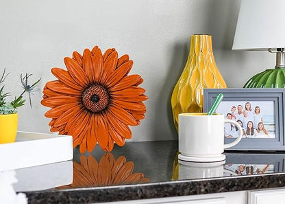 Magnolia Garden 12-Inch Sculpted Yellow Daisy Decorative Stepping Stone – 3D Floral Resin Garden Walkway Tile – Vibrant Flower Outdoor Accent