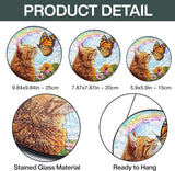 Orange Cat Stained Glass Suncatcher, Butterfly Orange Cat Lovers Gifts Window Hanging Garden Decor, Memorial Pet Loss Sympathy Gift Christmas Birthday for Grandma, Friends, Women