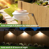 JSOT Outdoor Gutter Light, Bright Solar Fence Lights, Waterproof Lighting for Patio Eaves Pathway Garden Garage Stairs Wall 2 Installations Methods - Cool White, 6 Pack-White lampshade