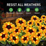 Solar Garden Lights Outdoor, 3 Pack Sunflower Lights with 9 Large Sunflower, Waterproof Garden Decor, Birthday Gifts for Mom Grandma, Decorative Solar Flowers for Pathway Patio Yard Fall Decorations
