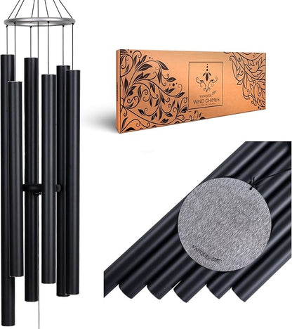 Extra Large Wind Chimes for Outside Deep Tone - 58'' Wind Chimes Outdoor Clearance, Deep Tone Chimes, Windchimes Outdoors, Memorial Wind Spinner, Sympathy Gift, Home Décor (Black)