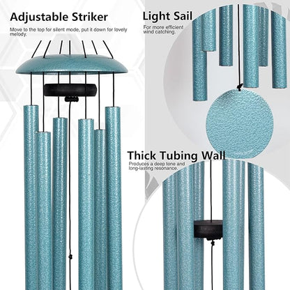 Vanquer Wind Chimes for Outside Deep Tone - 38'' Wind Chimes Outdoor Clearance, Deep Tone, Windchimes Outdoors, Memorial, Sympathy Gifts, Garden Patio Yard, Home Décor (38" Mist Blue)