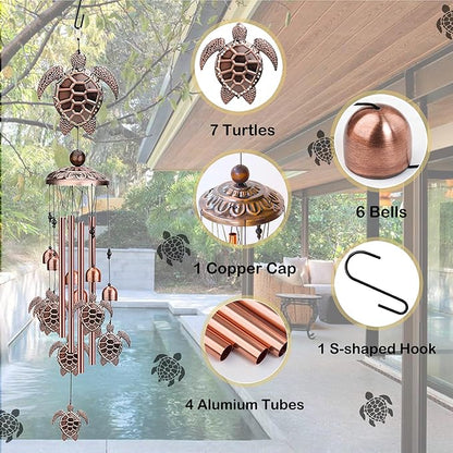 Wind Chimes for Outside- Turtle，Turtle Gifts for Women Men，Metal Wind Chimes Memorial Turtle for Outside/Indoors, Lawn, Patio, Home, Porch, Yard Decor, Garden Decorations