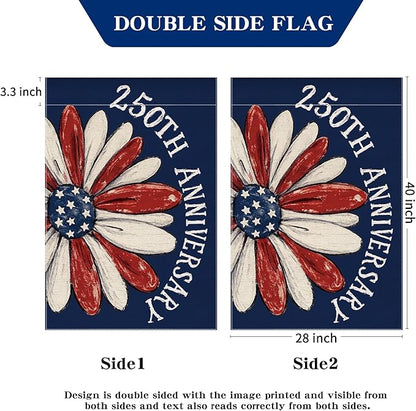 250th Anniversary America Garden Flag, 250 Anniversary USA Flag Patriotic Banner 250 Years of Freedom Yard Sign 4th of July Double-Sided Waterproof 1776-2026 Commemorative Flag 28x40 Inch