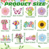 Amyhill 12 Pack Hello Spring Yard Decoration Outdoor Flower Garden Lawn Stake Signs with Stakes Waterproof Spring Garden Decor for Holiday Party Patio Lawn Walkway Outside (Retro Style)