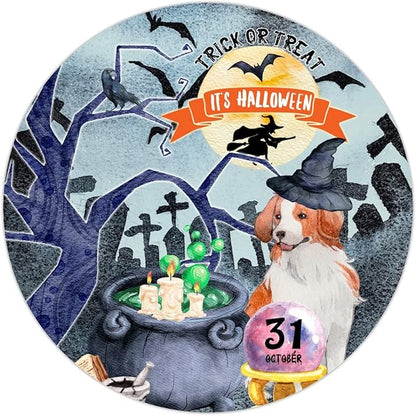 Retro Metal Sign 12"x12",Happy Halloween Scary Night Grave Witch Bats Trick Or Treat Dog Aluminum Tin Metal Sign for Home Living Room Bedroom Garden Farm Patio Decor Wall Art Poster