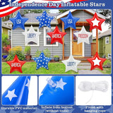 18 Pcs 12 Inch 4th of July Inflatables Outdoor Decorations 250th Anniversary Patriotic Star Ornaments Blow up PVC Inflatable Star Hanging Ornaments for American Veterans Party Festival