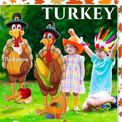 Umigy 3 Pcs Thanksgiving Yard Sign Gobble Turkey Garden Decor with Stakes 32 x 10 Inch Harvest Turkey Outdoor Lawn Sign Thanksgiving Yard Decor Garden Decoration Outside for Home Pathway Walkway