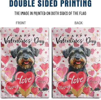 Schnauzer Valentine Garden Flag Valentines Day Flags for Outside 12x18 Double Sided Small Yard Flags Dog Valentine's Day Decor Outdoor Lawn Valentines Banners Front Porch