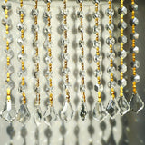 10pcs Crystal Garland Strands Hanging Glass Chandelier Beads Chains Crystal Chandelier Replacements Wedding Decoration for Christmas Party Gold Pinning