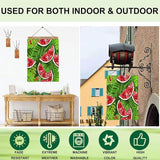 Mugod Sweet Watermelon House Flag 28 x 40 Vertical Double Sided, Black Seed Red Pulp Green Skin Summer Themed Farmhouse Holiday Outside Decorations Large Burlap Yard Flag