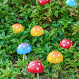Mushroom Decor Fairy-Garden Outdoor Decor - Garden Decor Glow in The Dark Outdoor Spring Patio Shaking Head Yard Decoration 6 PCS Metal Mushroom Yard Stakes (Red2+Blue2+Yellow2)