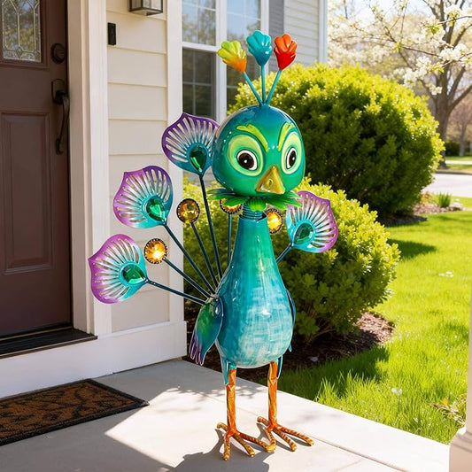 Natelf Metal Statue Peacock Sculpture for Outdoor Garden, Yard, Patio, Lawn & Indoor Home Decor, Peacocks Statues Gift for Women, Mom, Grandma on Mother's Day & Birthdays.