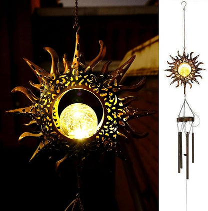 Sun Wind Chimes, Metal Wind Chimes, Waterproof Anti-Corrosion, Solar Wind Chime, Wind Chime for Outside/Window/Door/Garden/Outdoors, Gifts for Girl/mom/Friend. (Sun)