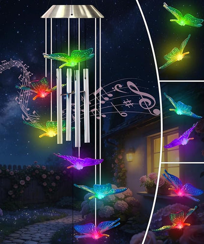 Nacome Wind Chimes for Outside: Tubes Memorial Wind Bell Mother's Day Birthday Gifts for Mom Women Grandma Her - Yard Garden Indoor Outdoor Decor (Butterfly)