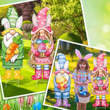 Umigy 3 Pcs Easter Yard Sign Gnome Outdoor Sign with Stakes 32 x 10 Inch Gnome Lawn Decor Easter Yard Lawn Decor for Home Pathway Walkway