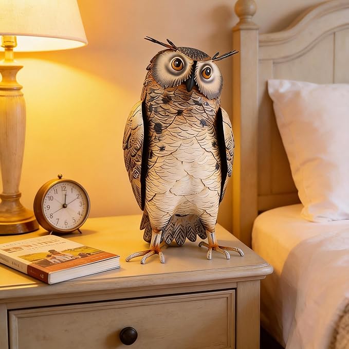 Shorayn Metal Owl Decor Garden Statue Outdoor Bird Yard Art Sculpture for Home Porch Patio Lawn Yard Decoration,Housewarming Birthday Gifts for Women