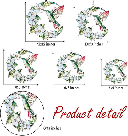 Hummingbird Crescent Moon Acrylic Suncatcher, Hummingbird Window Hanging Ornaments, Stained Glass Effect Garden Decor, Gift for Mother's Day, Mom, Grandma, Wife, Women