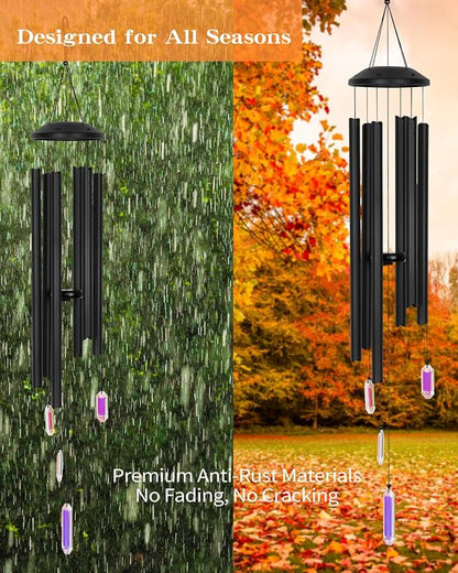 48" Wind Chimes with Large Sun Catcher Prisms Crystal, Deep Bass Tone and Professional Tuned Aluminum Wind Chimes for Patio Garden Memorial, Sympathy Gift for Loss of Loved One, Housewarming Gift