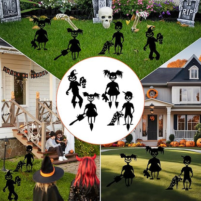 4 Pack Halloween Ghost Decor Stakes, Metal Stakes for Garden, Yard, Lawn, Outdoor Decor Art Scary Silhouette