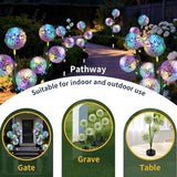 Solar Garden Lights Outdoor - Solar Flowers Lights Outdoor Decorative Waterproof Upgraded, 40 Hours Dandelion Light Yard Pathway Solar Powered Lamp, Cemetery Decorations, Backyard Decor, 4pcs