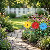 TZSSP Metal Flower Decorative,Floral Garden Stakes Yard Art,3 Pack Flower Garden Stakes Decor for Lawn & Yard Ornament
