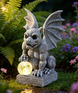 Nacome Solar Gothic Gargoyle Garden Statue: Outdoor Dragon Decor Sculpture with Ball Lights for Yard Art Porch Patio - Unique Birthday Gifts for Women Mom