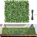 VEVOR Expandable Fence Privacy Screen, 25.5 x 122 in Expand Artificial Plant Wall, Realistic Artificial Ivy Panel with 50 Zip Ties, Decorative Faux Greenery Backdrop Hedges for Balcony Patio Outdoor