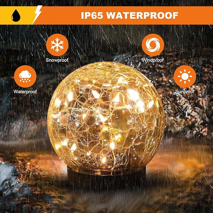 MLKNK Solar Globe Lights Outdoor Waterproof-Solar Balls-Solar Garden Lights-Orbs for Outside 8 Pack Cracked Glass Ball for Lawn Patio Yard Backyard Decorations