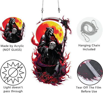 Halloween Grim Reaper Ornaments Colorful Window Hanging Decorations Home Wall Decor for Indoor Outdoor