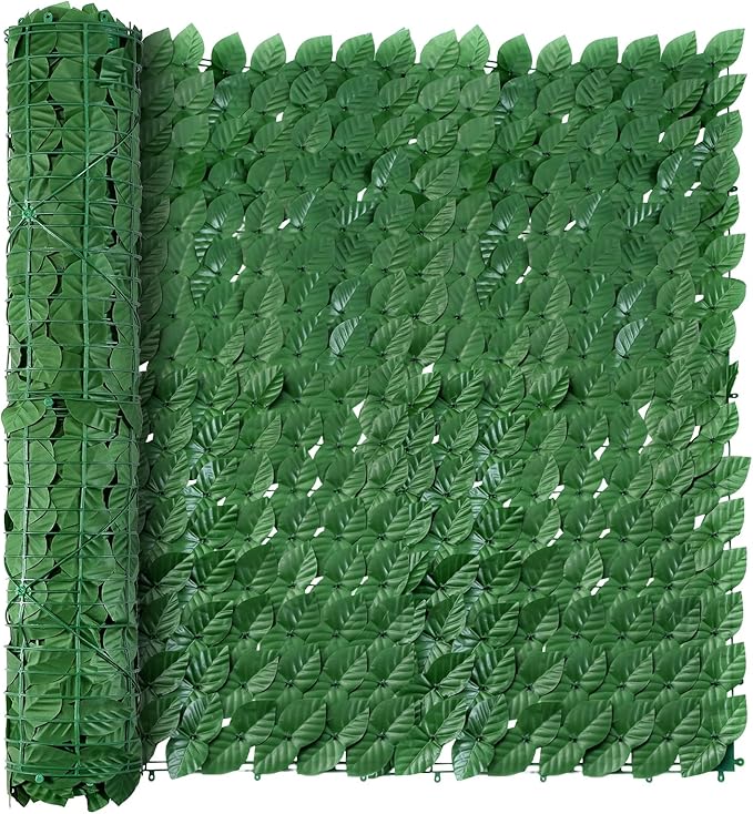 Artificial Ivy Privacy Fence Wall Screen, 59 x 118 in Garden Fake Hanging Plants Vines, Aesthetic Faux Greenery Garland Pothos Leaf with Strengthened Joint Prevent Leaves Falling Off for Outdoor Decor