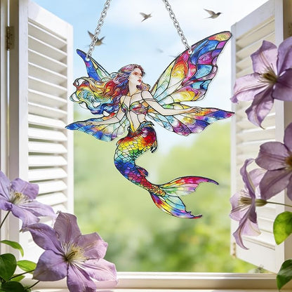 Fairy Suncatcher, Stained Glass Fairy Suncatcher Window Hanging, Suncatchers for Sister/Friend