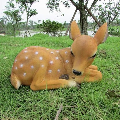 Garden Ornaments Decor Statue Outdoor,for Friends Gifts Art Ornaments Decor Crafts Figurines Collectible Prop Vivid Animal Figurines Arts Real Life Fallow Deer Statue Fawn Resin Sculpture