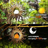 Solar Sun Wind Chimes Outdoor with Flame, Waterproof Wind Bells Light with Crackle Glass Ball for Outside, Clearance Unique Gifts for Mother's Day, Mom, Women, Girls, Yard, Garden, Party Decor