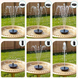 AMZtime Solar Fountain for Bird Bath, 2026 Upgrade Solar Water Fountain with 6 Nozzles & 4 Fixed Rods, Solar Bird Bath Fountains for Garden, Outdoor, Pool, Pond, Fish Tank and Patio