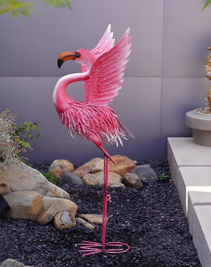 Goodeco Garden Flamingo Yard Decorations - Pink Flamingo Statue with Flying Wings for Yard Patio Decoration, Gardenning Gifts, Perfect Flamingo Gifts, Eye-Catching Ornament for Indoor and Outdoor Use