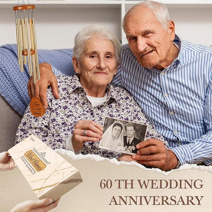 Leebbsin 60th Wedding Anniversary Wind Chime, Happy 60th Anniversary Romantic Gifts for Couple, Parents, Wife, Husband, Friends, Diamond Wedding Anniversary's Keepsake Gifts Ideas