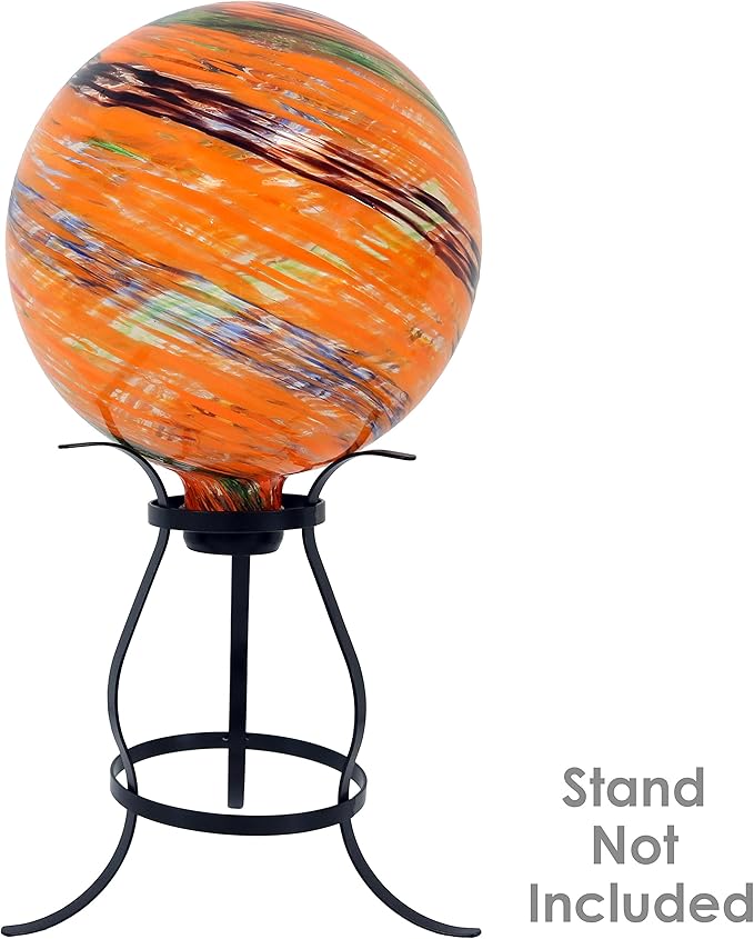 Sunnydaze 10-Inch Gazing Ball for Garden - Glass Gazing Globe for Outside - Garden Orb Yard Decor - Sunset Sky