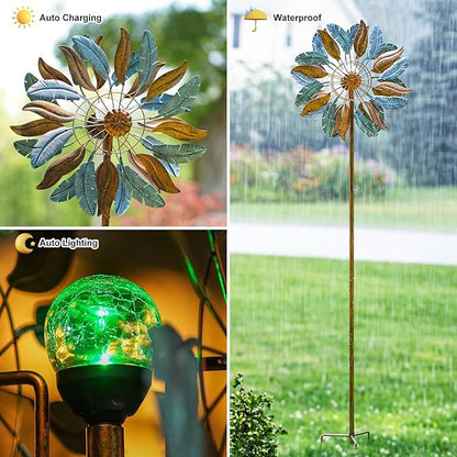 Lariander Solar Wind Spinners 87 Inch Extra Large Metal for Yard, Garden Decor Yard Art Windmills for Outdoor