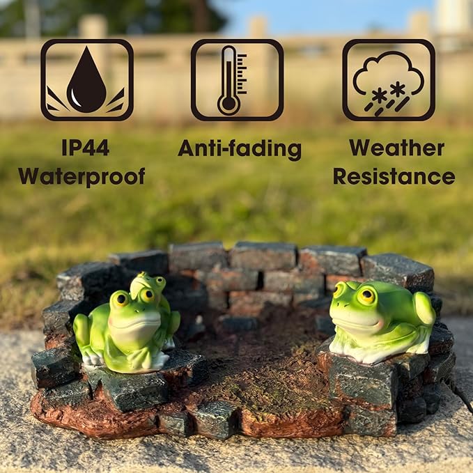 Decorative Frog Statue Splash Block Gutter Downspout Outdoor Garden Decor, Larger Gutter Downspout Statues for Patio,Yard and Lawn Accessory, Stone Resin Rain Concrete Gutter Guardian,14"L x 9.5"W