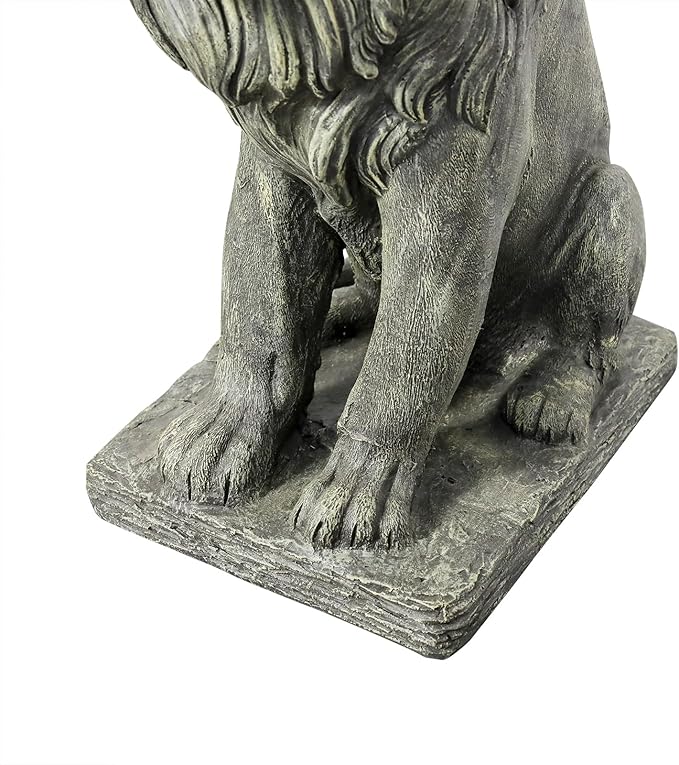Lion Statue for Garden - Outdoor Sculpture Decoration - 22.8" H Concrete Seated Lion Statue for Home Décor Patio Yard
