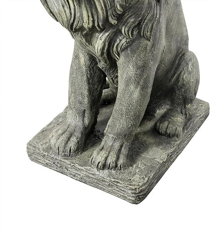 Lion Statue for Garden - Outdoor Sculpture Decoration - 22.8" H Concrete Seated Lion Statue for Home Décor Patio Yard