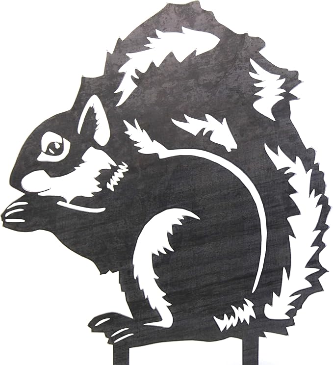 Corten Steel Squirrel Silhouette Rusting Yard Stake (Large)