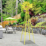 Metal Windmill for Garden Yard Decor, 8ft Tall Windmill Pinwheels Outdoor with Spinning Blades, Weather Vanes Lawn Ornaments, Weather-Resistant, Yellow