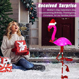 EDOF Solar Garden Lights Flamingo Decorations Outdoor Waterproof,2 Packs Solar Flamingo Light Garden Decor,Pink Flamingo Statue Decorative Figurine Lights for Yard Art Patio Porch Lawn